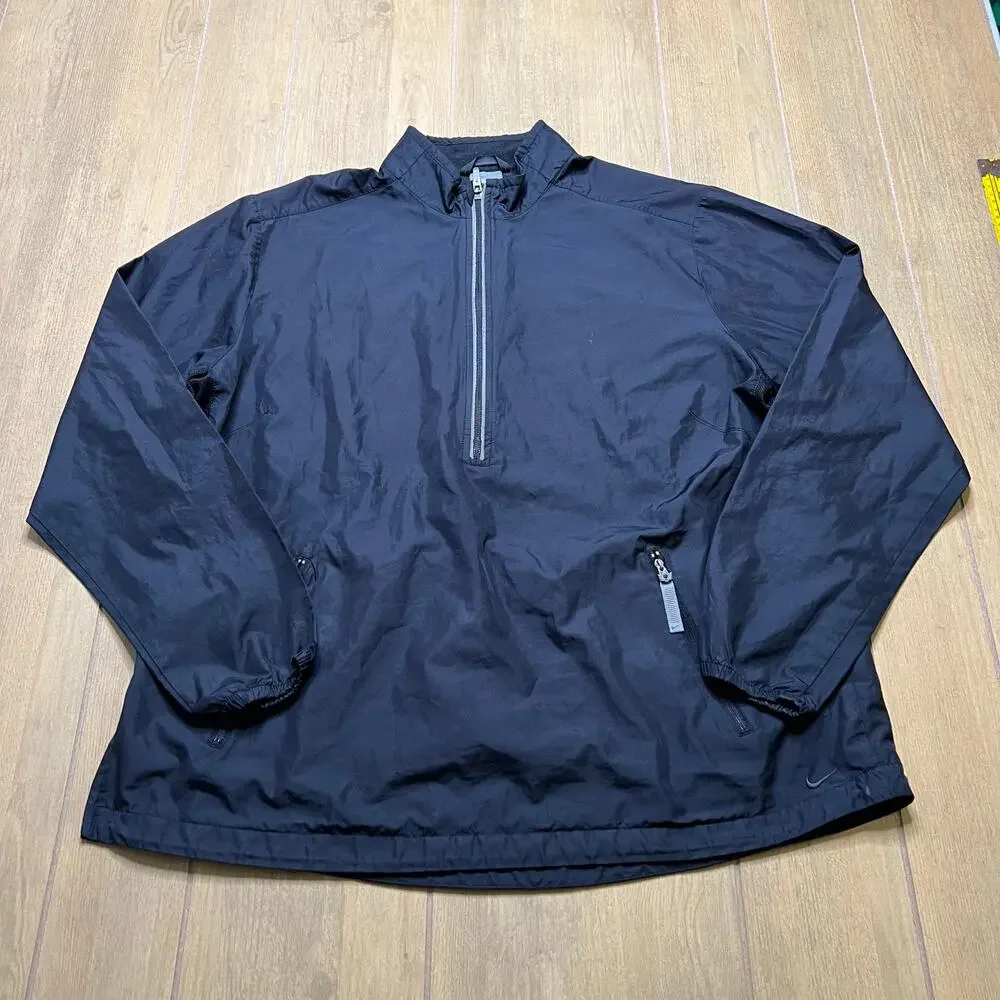 VINTAGE‎ Nike Jacket Mens XL (16-18) Black Windbreaker Running Swoosh Track